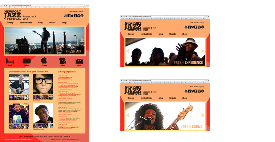 Newport Jazz Festival Website Home Page Variations